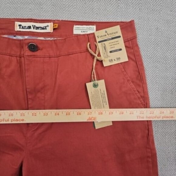 Tailor Vintage Men's Slim Fit Pants 38x30 Canyon Red Stretch Cotton Spandex NWT - Picture 5 of 16